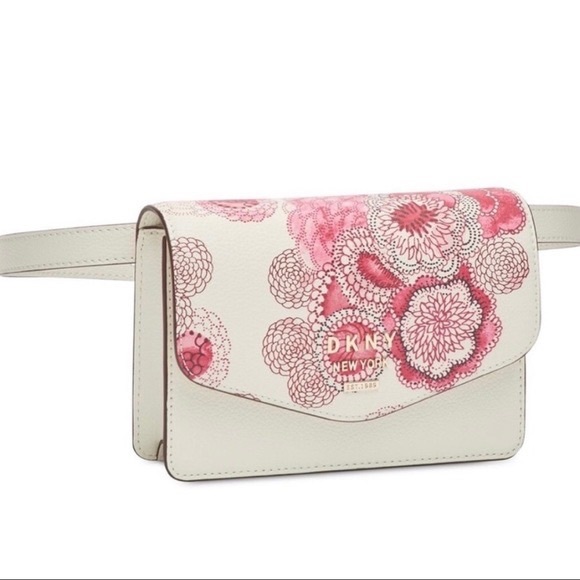 🌺🌺DONNA KARAN NEW YORK Whitney Floral Belt Bag In White/Pink🌺🌺 - Picture 3 of 9